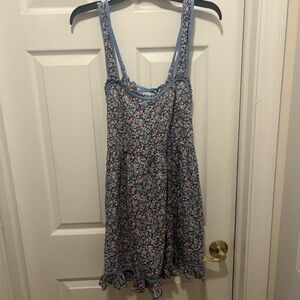 Floral Blue Sleeveless Dress